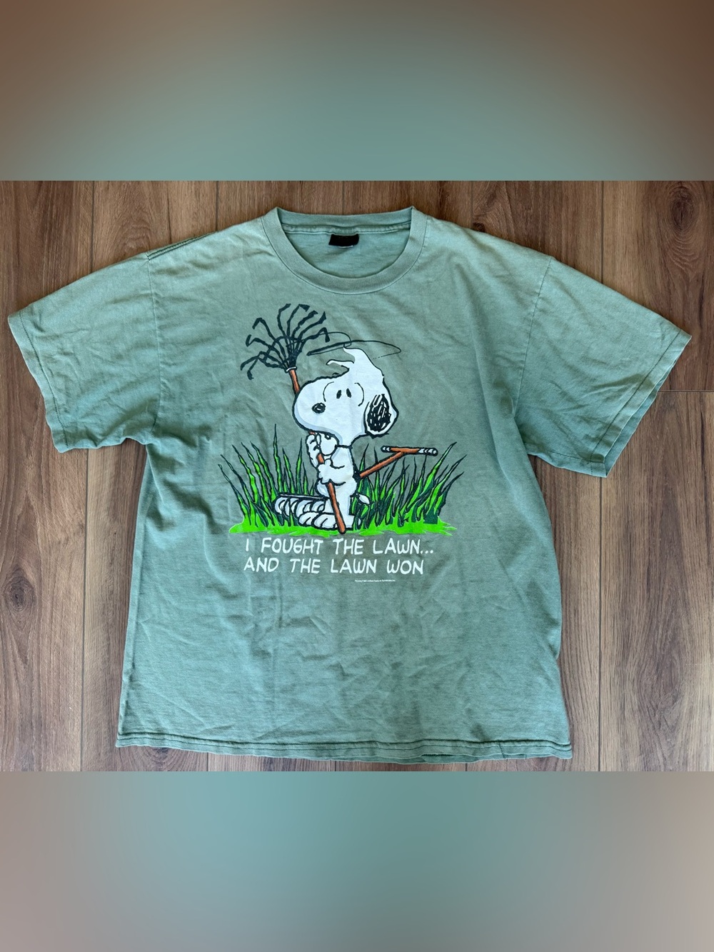Vintage Peanuts I Fought the Lawn and The Lawn Won Made In USA Changes Tag XL
